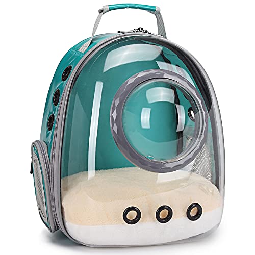 Bubble Cat Carrier Backpack Transparent Pet Carrier Backpack for Small Puppy and Bunny (Green, Backpack) - color: Green