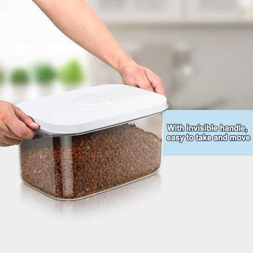 6 lbs Airtight Dog Cat Food Storage Container and Dog Treat Containers BPA-Free, PET Clear Stackable Pet Storage Bin, 1-Cup Scoop, 1-Sponge cleaning brush, Pop Top, With handle, Easy Mobility-Medium - color: White Medium （6L-1Pack)