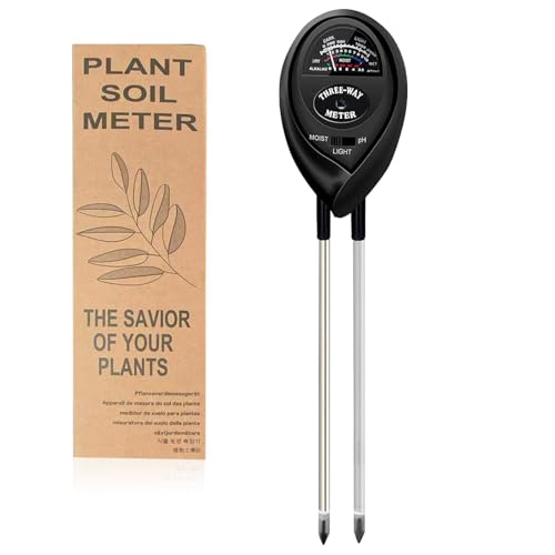 3-in-1 Soil Moisture Meter, Test Soil Moisture, Upgraded Stainless Steel Probe Soil pH/Light/Moisture Meter for Plants, Soil Test kit, Soil Tester for Garden, Farm, Lawn, Indoor & Outdoor - color: BLACK