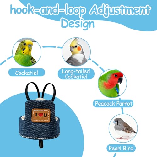 Bird Harness Leash, Adjustable Self-Adhesive Vest Birds Harness with 360° Swivel Clasp, Reusable Bird Flight Cloth for Outdoor Walking Training Anti-Escape - size: M