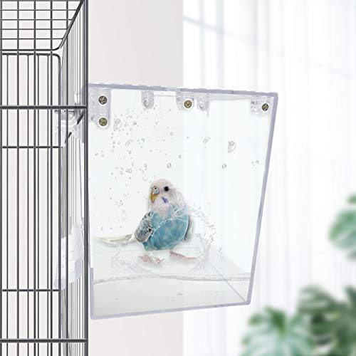 PINVNBY Bird Bath Box,Parrot No-Leakage Bathtub for Cage Hanging Tube Shower Box Cage Accessory with Water Injector and Balls Toys for Small Pet Birds Canary Lovebirds Budgies(6 Pcs)