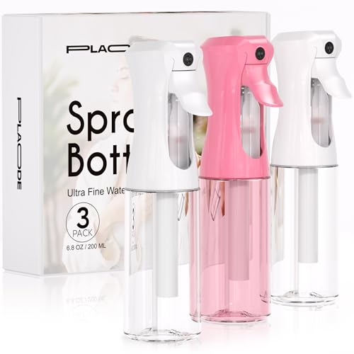 Continuous Spray Bottle for Hair Ultra Fine Mist Sprayer 3 Pack 6.8 OZ | Continuous Hair Spray Bottles Refillable Water Mister Sprayer for Hairstyling, Plants, Pets, Skincare,Salons,Barber,Cleaning - color: Pink White White, size: (3-Pack)-6.8 Oz