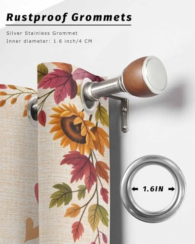 Outdoor Curtain for Patio, Fall Red Truck Waterproof Blackout Curtain for Porch/Pergola, Thanksgiving Sunflower Turkey Maple Leaf Linen Thermal Insulated Drapes for Cabana, 1 Panel, 54 x 108 Inch - size: 54"W x 108"L (Pack of 1)