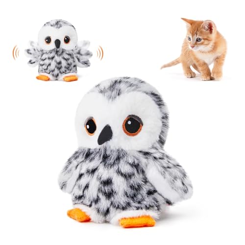 Potaroma Flapping Owl Cat Toys (No Flying), Lifelike Bird Chirp, Rechargeable Touch Activated Kitten Toy, Interactive Catnip Kicker Exercise Toys 4.0" for All Breeds | Rechargeable Touch Activated Kitten Toy, Interactive Catnip Kicker Exercise Toys 4.0 In