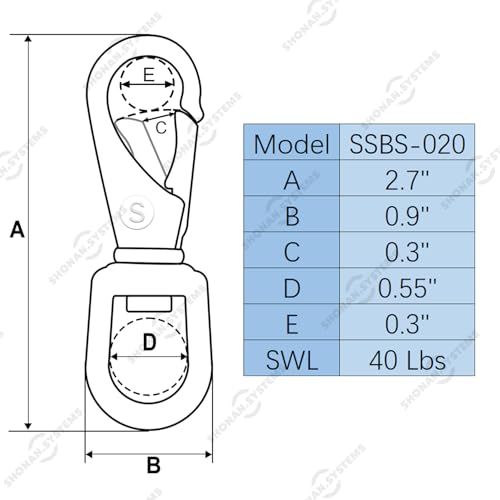 SHONAN 2.7 Inch Swivel Snap Hooks, 5 Pack Marine Grade Spring Snaps, Flag Pole Clips, Swivel Hook Clips for Scuba Diving, Dog leashes, Keychains, Bird Feeders