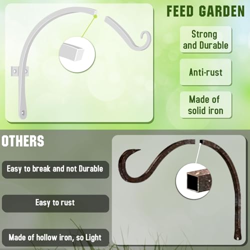 2 Pack 12 Inch Hanging Plant Bracket Wall Hooks Decorative Plant Hangers for Outdoor Hanging Bird Feeders, Wind Chimes, Plant Baskets, White - color: White, size: 12 Inch