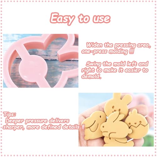 8pcs Mini Easter Cookie Cutters, Bunny, Egg & Chick Shapes | One-Touch Raised Design Easter Cookie Stamps for DIY Baking, Decorating, and Party Fun