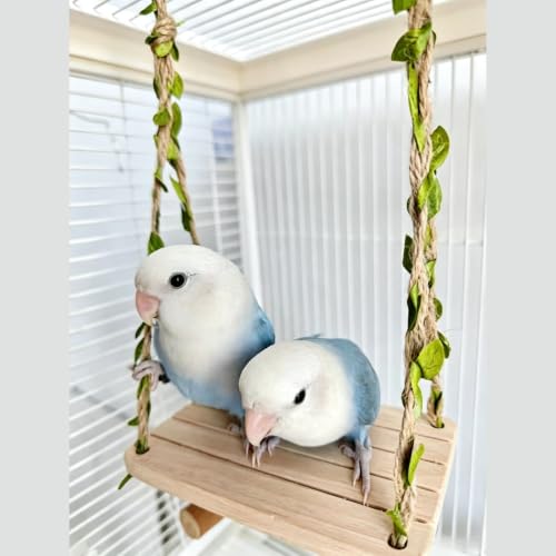 Spinning Bird-Toys Bird Cage Toys & Bird Perch Parrot-Parakeet Budgie Cockatiel Conure Macaw Chicken Parrot Enrichment Cage Accessories Small Animal Chewing Toy (Hanging Bird Swing) - color: Hanging Bird Swing