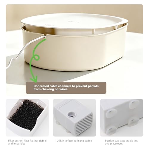 Automatic Parakeet Bird Bath with Pump,Automatic Bath Shower(Beige) | Bird Shower Fountain Bathtub with Running Water,For Birds African Grey Amazon Conure Parakeet Cockatiel - color: Beige