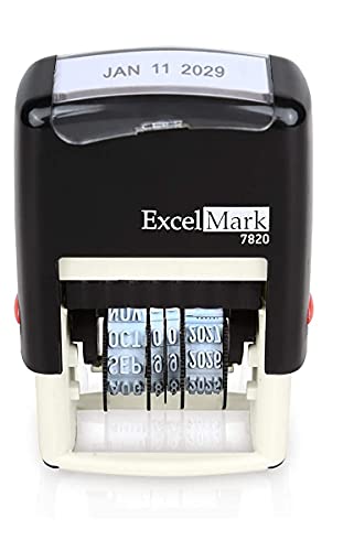 ExcelMark 7820 Self-Inking Rubber Date Stamp – Great for Shipping, Receiving, Expiration and Due Dates (Black Ink) - color: Black Ink