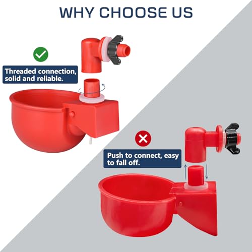 Chicken Waterer Cups | Automatic Large Chicken Water Feeder for Chicks, Quails, Goose, Bunny and Birds | Poultry Waterer - BPA Free & Easy to Clean (12 Pack)