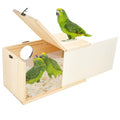 Parrot Nesting Box Cockatiel Nesting Box Bird Breeding Box House Handcrafted Wooden Acrylic Transparent Bird Box with Detachable Wooden Board for Parakeets Cockatiel Budgie Conure Parrot XL - size: XL(13.3"X7.4"X6.7")