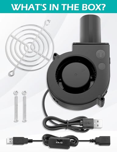 97mm x 33mm USB Centrifugal 5V Air Blower Brushless Fan with Tube for Replacement Fireplace Forge Smoker BBQ Electronic Cabinet Squirrel Cage Cooler - size: 9733-USB