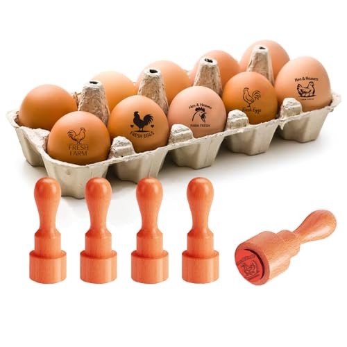 AHANDMAKER 5 Styles Small Wooden Rubber Egg Stamp Mini Chicken Chicks Theme Stamp Unique Designs for Easter Egg Decoration DIY Making Scrapbooking Card Stamping Crafting - style: Chicken Chicks