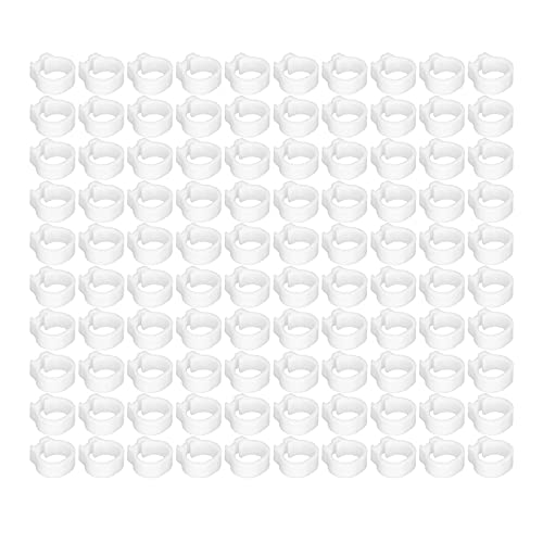 Omabeta 100PCS Reusable 8mm Pigeons Identification Leg Rings for Easy Dovecot Management and Marking, Lightweight Plastic Bands for Poultry Supplies (White) - color: White