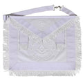 Masonic Past Master Sheepskin Apron - All White, Hand-Embroidered with Wreath Fringe