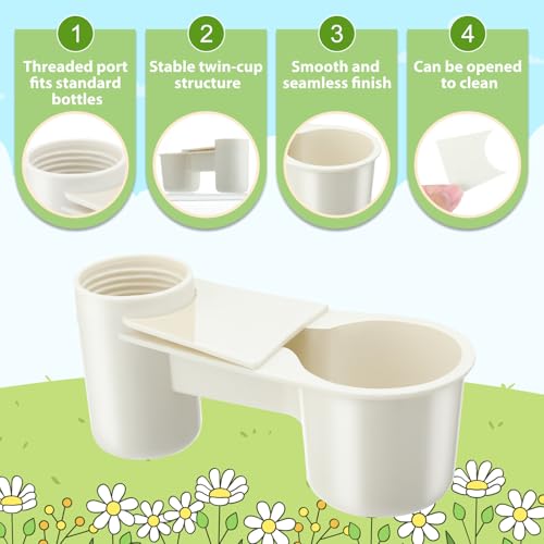 LemonRoad 24 Pcs Bird Drinker Feeder Cups Plastic Water Bottle Cup for Cage Ideal for Pigeon Bottle Chicken Quail Poultry Waterer Accessories (White) - color: White