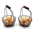 Metal Wire Mini Egg Baskets Rust Gathering Baskets with Wooden Handle Country Vintage Style Storage Baskets. Set of 2