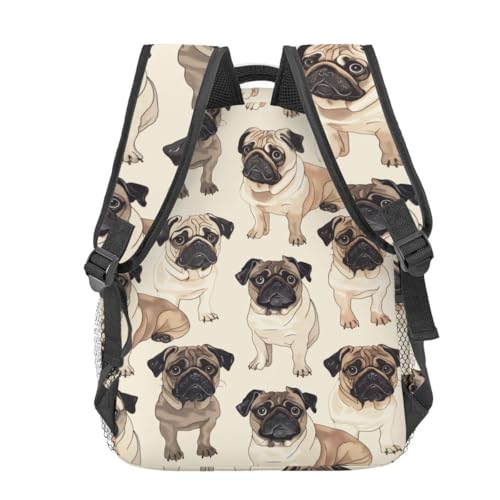 Pug Backpack Travel Backpacks Laptop Rucksack,School Bookbag for Women Kids Boys Girls,Cute Dog Back Pack Accessories Bags,Ideal Gifts for Work, Outdoor Adventures - color: Color28