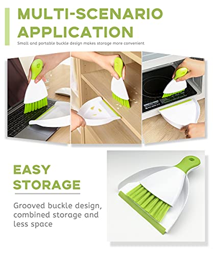 Dust pan Broom Brush Dustpan - Small Broom and Dustpan Set, Mini Broom and Dustpan, Small Dustpans and Brush Set for Home Cleaning, Sofa,Desk,Guinea Pig Cage,Cat Litter, etc. (Green - color: Green, size: 1 Set