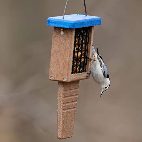 Kingsyard Suet Bird Feeder with Tail-Prop | Recycled Poly Lumber Suet feeder, Sturdy & Durable, Outside Hanging, Great for Woodpecker & Clinging Birds, Green - color: Green