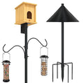 ERYTLLY Bird House Pole 80 Inch Bird Feeder Pole with Squirrel Baffle and 2 Hooks - Heavy Duty Bluebird Feeder Support Rod Stand Set for Outside, Yard, Garden - size: 80 in with 2 Hooks and Baffle Kit