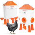 Lilyang Chicken Feeder and Waterer Set 3 Gallon, End Coop Mess | Anti-Spill Ports (3.5") & Stay-Clean Cups (2.75"), Automatic No-Waste Poultry Feeder, No-Tools Assembly - color: Tangerine