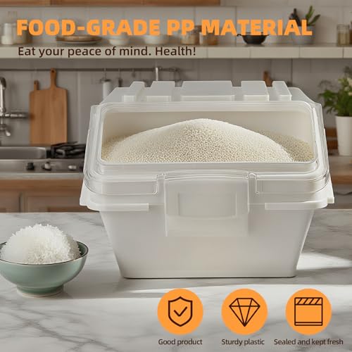88LB Flour Storage Container With Scoop for Dry Food, Sugar, Baking Supplies,Rice.BPA Free Ingredient Storage Bin，Pet Food Storage Container Dog Cat Birds Food Bin (88 LB) - size: 88 LB