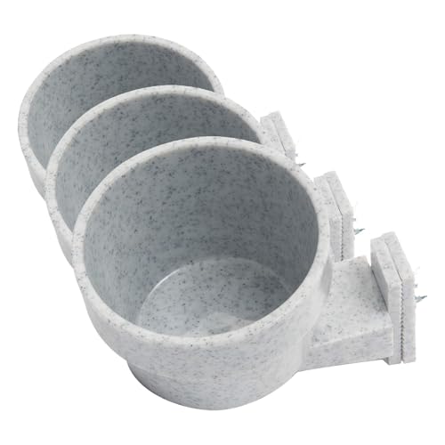 Lixit Quick Lock Removable Cage Bowls for Rabbits, Birds, Dogs, Cats, Gunea Pigs and Other Small Animals. (10oz, Granite) (Pack of 3) - size: 10oz (Pack of 3)