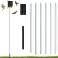 Nalwort 18' Aluminum Bat House Pole, Telescoping Purple Martin House Pole, 6-Section Design with 8-Hole Ground Socket for Wind Stability, Complete Outdoor Bat Bird House Pole Kit - size: 18 ft