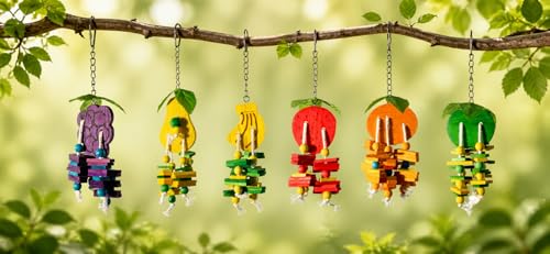 Fruit Conure Shreddable Chew Toys, Hanging Wood Block Bird Cage Toy for Parrots, Parakeets, Cockatiels and Small Birds, Shred Toy for Small Parrots (Red Strawberry) - color: Red Strawberry