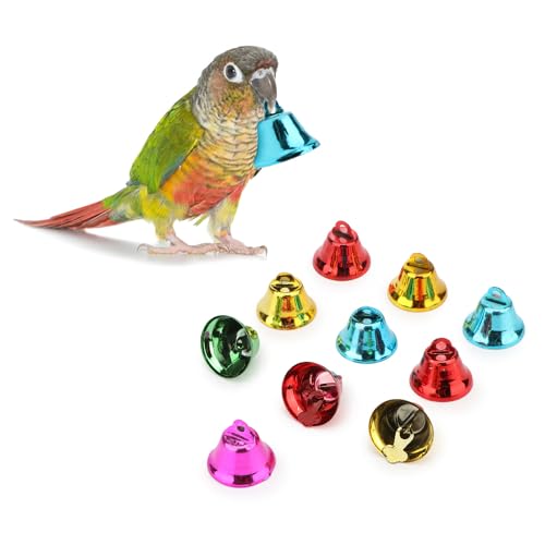 Hypeety Colorful Bird Bell Toys Parakeet Cage Hanging Chew Bells for Parrot | Bright colorful bells, chewable, safe materials, fits most cages, DIY Bells, reduces boredom, for small parakeets, 10 bells - color: 10pcs Bells