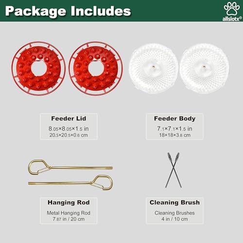 Hummingbird Feeders for Outdoors Hanging (2 Pack) 25 Ports 16 oz Nectar Capacity, Ant Wasp Bee Proof, Leak-Proof with Sealing Ring, Reinforced Hanging Hook, Easy to Clean by Includes Cleaning Brushes - size: 16 oz