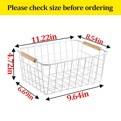 Kitchen Metal Wire Baskets Farmhouse Decor Metal Food Storage Organizer,Household Refrigerator Bin with Built-in Handles for Cabinets,Pantry,Bathroom,Black - color: Black, size: 2 Pack Big