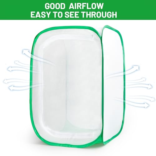 24 Inch Outdoor Mesh Plant Enclosure, Popup Plant Protectors Mesh Covers for Pests, Bird and Pest Protection Guard Cage for Garden, Vegetables, Fruit, Flowers and Herbs, 15.7 x 15.7 x 23.6 Inches
