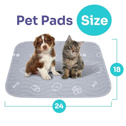 2 Pack Puppy Pee Pads Heavy Absorbency Washable for Dogs, Reusable Pee Pads | Non-Slip Waterproof Pet Training Pads for Puppy Playpen, Crate, Whelping Box, 18"x24" - size: 18x24 Inch (Pack of 2）