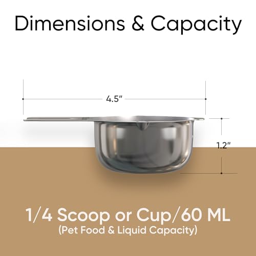 Color Up ¼ Cup Pet Food Scoop – Stainless Steel Dog Food Scoop Cup (4 Tbsp) – Durable, Rust-Resistant Measuring Scoop for Dogs, Cats, Birds & Rabbits – Ideal for Dry Food & Treats - size: 1/4 Scoop (1/4 Cup)