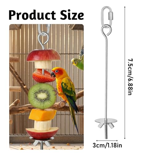 Stainless Steel Bird Cage Food Holder Parrot Fruit Stick Parrot Fruit Vegetable Skewers, Millet Holder for Bird Cage for Parrots Budgie Cockatiel
