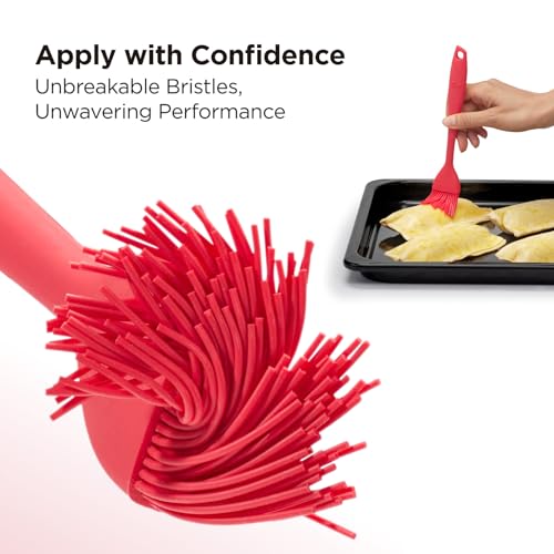 Kitchen Mama WaltzGrip Platinum Silicone Basting Pastry Brush, Red | Heat-Resistant, For Cooking, Baking, Grilling, Spreading Oil or Butter, Dishwasher-Safe - color: Red