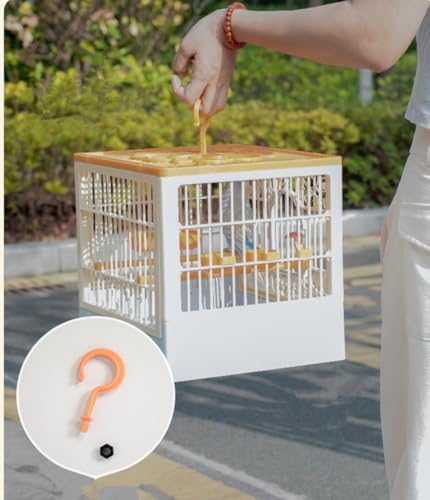 Portable Foldable Bird Cage - 360° Full View Bird Cage for Travel | with Hook/Food Bowl/Perch, Slide-Out Tray for Easy Cleaning,outdoor carrier (Includes Carrying Hook)