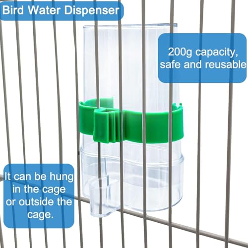 Hamiledyi No Mess Bird Feeders Water Dispenser Set Automatic Parakeet Cage Feeder with Perch Transparent Acrylic Container Parrot Cage Accessories for Canary Budgie Lovebirds Finches - color: Feeder + Drinking Bottle