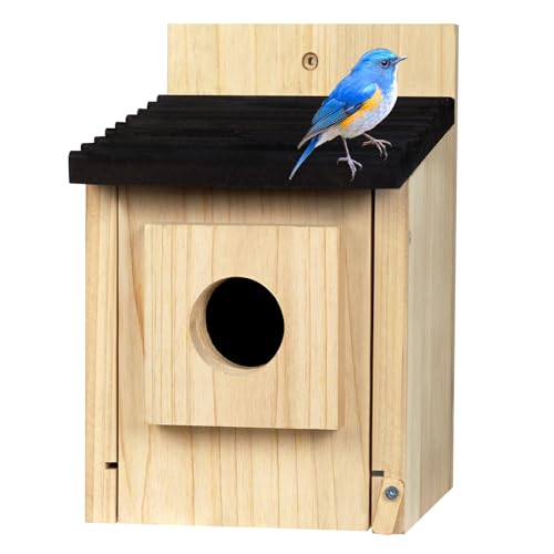 Birdhouse for Outdoors Clearance, Wooden Bluebird House for Outside, Weatherproof Hanging Bird Nesting Box for Finch, Cardinal, Wild Bird Watching (Easy Clean, Ventilated)