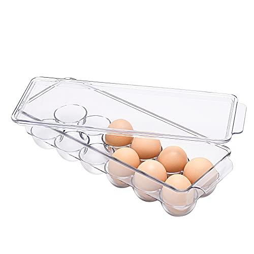 12 Eggs Holder for Refrigerator, Clear Egg Container for Fridge, Kitchen - size: 12 Eggs