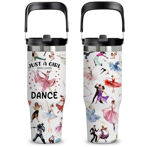 Dance Gifts for Women & Girls - Ballet 30oz Insulated Stainless Steel Tumbler with Handle, Cute Leak-Proof Water Bottle for Dancers, Dance Lovers - Great for Performances, Christmas & Birthdays - color: Dance2