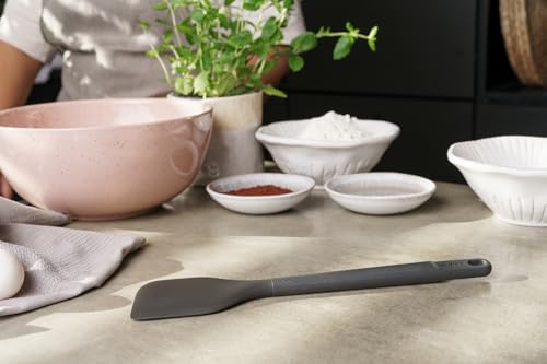 Zyliss E980222 Spatula Large, Sustainable Wheatstraw/Silicone, Spatula for Cooking and Mixing with Heat Resistant Silicone Head, Beluga Grey, 12.2" X 2.5", Dishwasher Safe, 5 Year Guarantee | Kitchen Utensil Handle Made From Sustainable Wheat Straw Does N