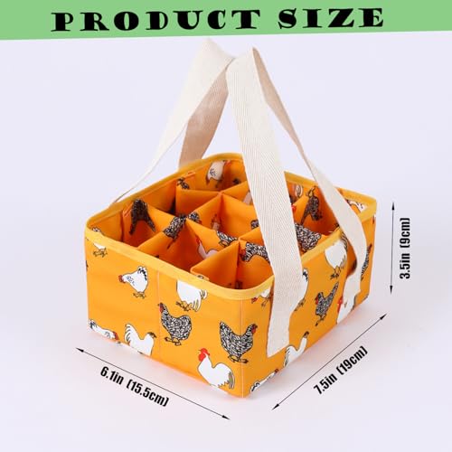 Eggs Collecting Basket, Durable Canvas Egg Basket with Plastic Board, 9-Pouch Chicken Egg Holder Bag for Gathering Fresh Eggs, Egg Gathering Basket and Multipurpose Chicken Holder Bag (Yellow)