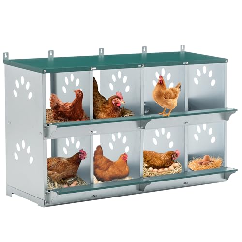 Chicken Nest Box, 8 Compartment Nesting Box, 8 Room Metal Nesting Boxes, Chicken Egg Laying Box Fit for Different Chicken Breeds - size: 8 Compartment