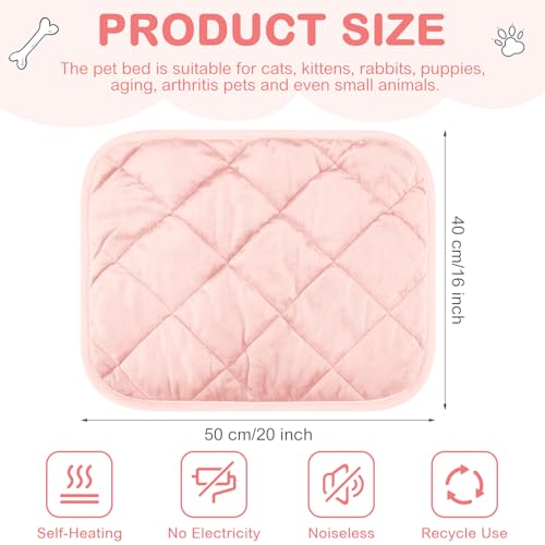 4 Pack Self Heating Cat Pad Self Warming Dog Mat Reflects Body Heat Extra Warm Thermal Pet Pad Washable Dog Cat Bed Crate Bed Mat Blanket (Pink,16 x 20 Inch) - color: Pink, size: 16 x 20 Inch