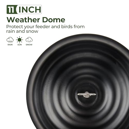 Kingsyard Metal Squirrel Baffle for Bird Feeders Hanging, Rain Guard Cover | 11 in, Chew-Proof & Squirrel-Proof, Ready to Use, Fits Most Feeders Outdoors, Weatherproof, Easy to Clean, Black - color: Black