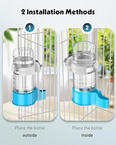 Pawfly 2 Pcs Bird Water Dispenser, Automatic Bird Water Feeder, Plastic Bird Cage Water Dispenser, White&Blue Parrot Waterer for Parakeet Cockatiel Budgie Lovebirds (Not Fit for Food Feeding) - color: White&Blue, size: 2 PC